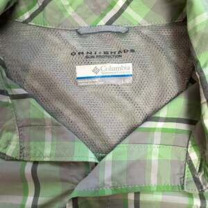 Columbia Omni-Shade Plaid Short Sleeve Button Down Shirt Size Large